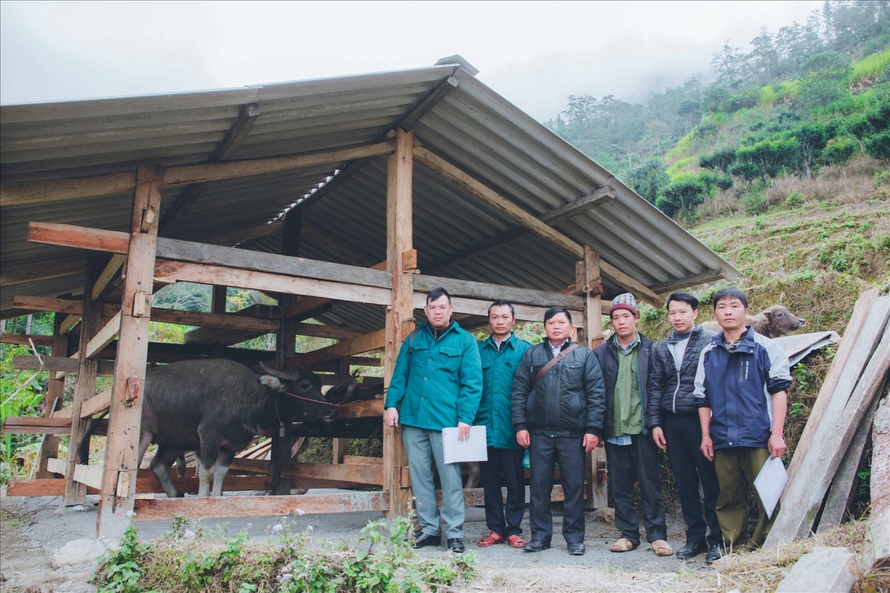 Cán bộ Phòng Dân tộc huyện Hoàng Su Phì, tỉnh Hà Giang kiểm tra Tiểu dự án 1, Dự án 9: “Đầu tư phát triển kinh tế - xã hội các dân tộc còn gặp nhiều khó khăn, dân tộc có khó khăn đặc thù” thuộc Chương trình MTQG 1719 tại thôn Phìn Sư, xã Túng Sán