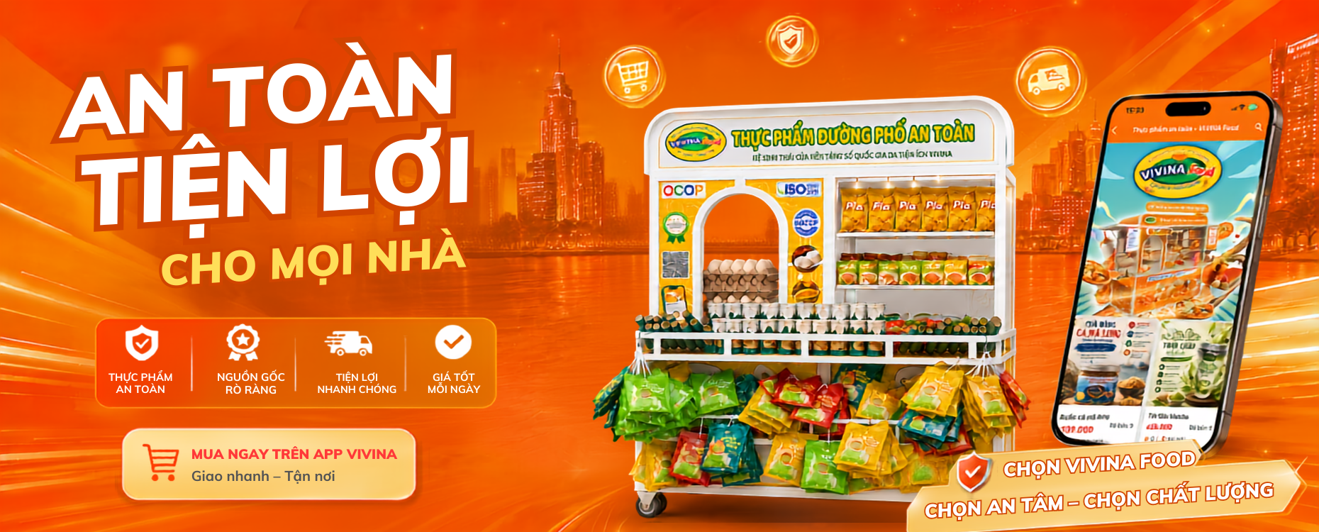 Xe đẩy thực phẩm an toàn VIVINA FOOD