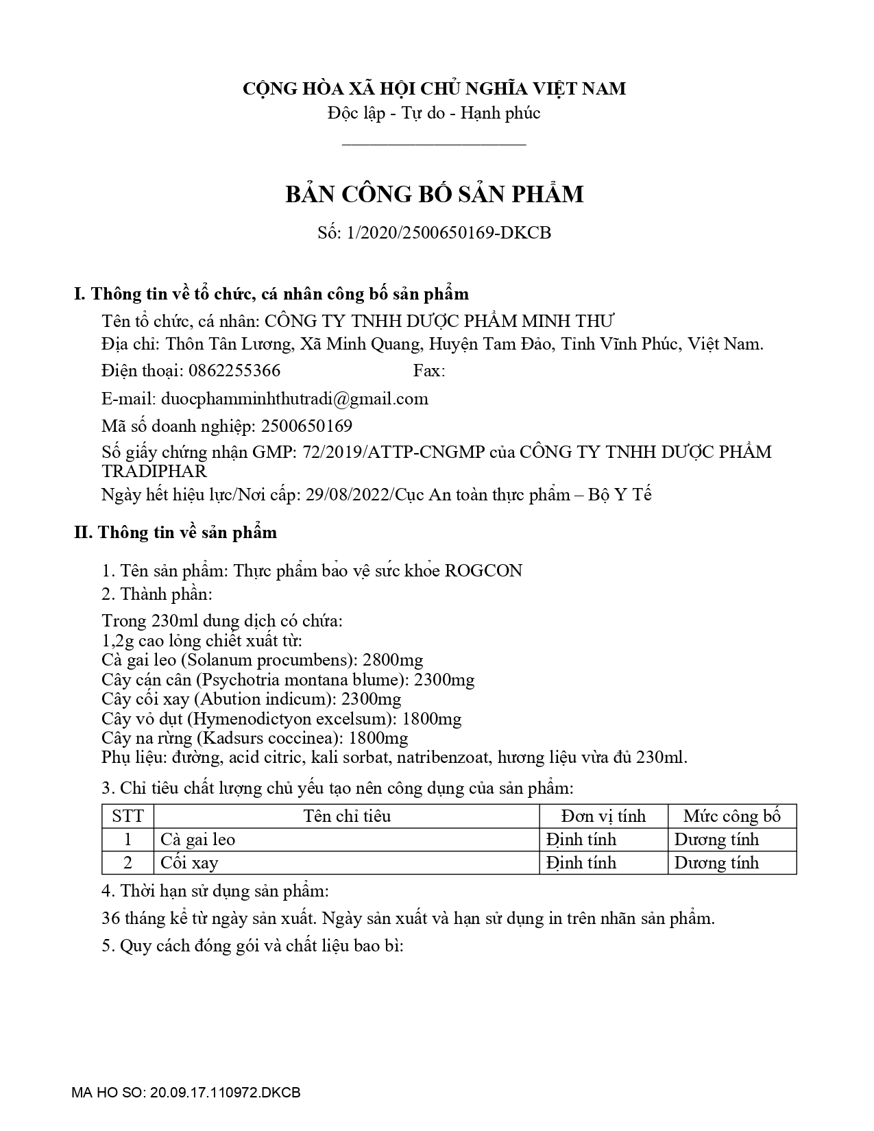 Công bố sản phẩm