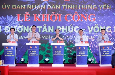 Thủ tướng dự lễ khởi công đường Tân Phúc-Võng Phan, thăm một số dự án trọng điểm tại Hưng Yên