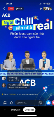 ACB lần đầu tiên thực hiện livestream giới thiệu nhà, gói vay mua nhà cho người trẻ