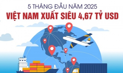 Việt Nam xuất siêu 4,67 tỷ USD trong 5 tháng đầu năm 2025