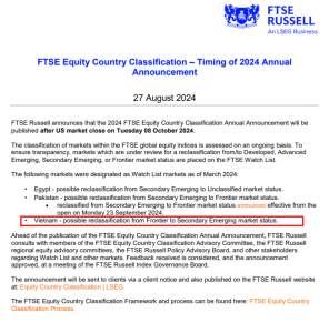 Cột mốc lịch sử: Thị trường chứng khoán Việt Nam chính thức được FTSE nâng hạng lên “Thị trường mới nổi thứ cấp” 