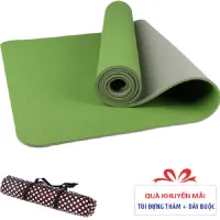 Thảm tập yoga TPE 6mm 2 lớp cao cấp (Xanh lá ) + Túi và dây buộc