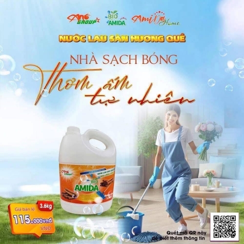 NƯỚC LAU SÀN HƯƠNG QUẾ BIO AMIDA  3,6kg – SẠCH SÀN THƠM ẤM, KHÔNG GIAN DỄ CHỊU