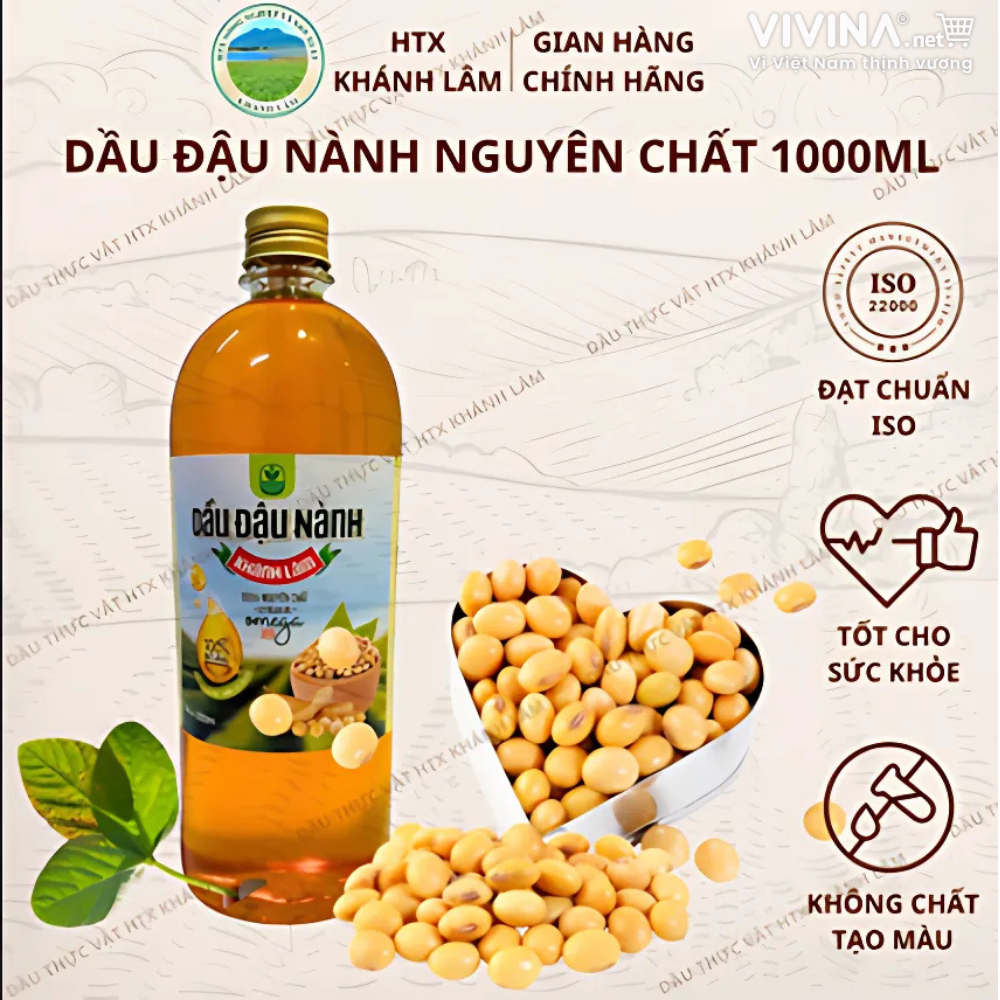 Dầu đậu nành (Chai 1000ml) ép sạch nguyên chất đạt tiêu chuẩn ISO  