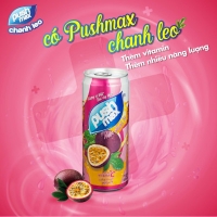 Nước Chanh Leo Pushmax Long Hưng Holdings 320ml Thùng 24 Lon – Bổ Sung Vitamin C, Mát Gan Đẹp Da – Chiết Xuất Chanh Leo Tươi
