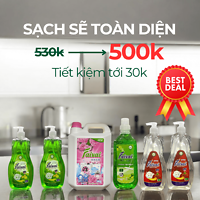 Sạch sẽ toàn diện chỉ với 500k cho 6 sản phẩm vệ sinh gia đình