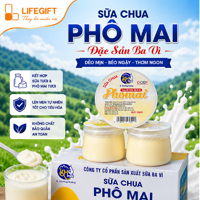 SỮA CHUA BA VÌ PHÔ MAI – HỘP 12 HŨ