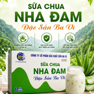 SỮA CHUA BA VÌ VỊ NHA ĐAM – HỘP 12 HŨ- THƠM NGON BÉO NGẬY