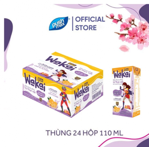 Wakai Kids Vị Cam 110ml Thùng 24 Hộp – Hỗ Trợ Tiêu Hóa, Tăng Cường Miễn Dịch – Giàu Chất Xơ & Anthocyanin