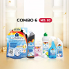 Combo 6 No02 Nước giặt xả, nước rửa tay, nước rửa chén, nước tẩy trắng tẩy mốc, nước tẩy toilet và nước lau kính