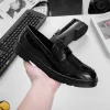 Giày Lười Nam AROTI Form Loafer Chất Da Đẹp Cao Cấp,Đế Khâu giúp tăng 3 cm Dáng Mọi Lịch Lãm G608-Đen trơn