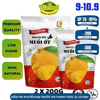Combo 2 túi Xoài sấy dẻo muối ớt đặc biệt, không chất bảo quản, 200g - Viza Food