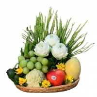 Sét Mâm Ngũ Quả Trầu Cau và Hoa Tươi