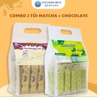 Combo 500g Bánh sữa Matcha + 500g Chocolate Milky Bar Chị Vàng Milk - Mềm Mịn Thơm Béo - Đặc Sản Ba Vì Cho Cả Gia Đình