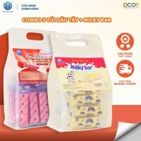 Combo 2 Túi Bánh Sữa Dâu Tây + Milky Bar Chị Vàng Milk 500g - Mềm Mịn Thơm Béo - Đặc Sản Ba Vì Cho Cả Gia