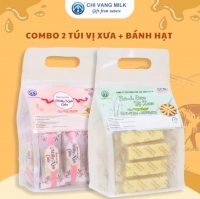 Combo 2 Túi Bánh Sữa Vị Xưa + Bánh Sữa Hạt Chị Vàng Milk 500g - Mềm Mịn Thơm Béo - Đặc Sản Ba Vì Cho Cả Gia