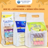 Combo 3 Túi Bánh Sữa Mix Vị + Non + Bánh Sữa Chua Chị Vàng Milk 500g - Thơm Ngon, Giàu Dinh Dưỡng - Món Quà Sức Khỏe Cho Cả Gia Đình