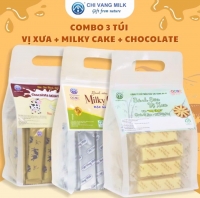 Combo 3 Túi Bánh Sữa Vị Xưa + Milky Cake + Chocolate Chị Vàng Milk 500g – Giàu Canxi, Ít Béo – Đặc Sản Ba Vì Cho Cả Gia Đình