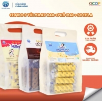 Combo 3 Túi Bánh Sữa Milky Bar + Phô Mai + Socola Chị Vàng Milk 500g – Giàu Canxi, Ít Béo – Đặc Sản Ba Vì Cho Cả Gia Đình