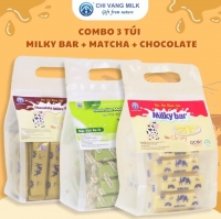 Combo 3 Túi Bánh Sữa Milky Bar + Matcha + Chocolate Chị Vàng Milk 500g – Giàu Canxi, Ít Béo – Đặc Sản Ba Vì Cho Cả Gia Đình