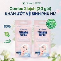 Combo 2 bịch 20 tờ khăn ướt vệ sinh phụ nữ hương nhài Oinani Feminine Wipes