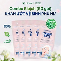 Combo 5 bịch khăn ướt vệ sinh vùng kín cao cấp hàng ngày – Oinani Feminine Wipes – 50 tờ