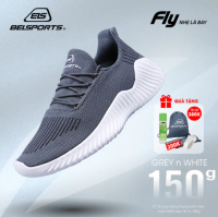 [FLY 1 Xám Trắng] Giày siêu nhẹ 150g Nam BELSPORTS FLY1 công nghệ dệt 4D kết hợp hạt EVA siêu nhẹ,đàn hồi,thoáng khí