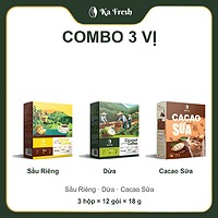 Combo 2-3 Hộp Cà Phê Hòa Tan Ka Fresh Sầu Riêng, Dừa, Cacao Sữa (12 Gói x 18g/Hộp) - Cặp 2 Vị, 3 Hộp Cùng Vị, Bộ 3 Vị