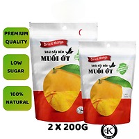 Combo 2 Túi Xoài Sấy Dẻo Muối Ớt VizaFood 400g – Xoài Chua Ngọt Cay Nhẹ, Mềm Dẻo, Ít Xơ