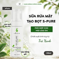 Sữa Rửa Mặt Tạo Bọt sPure 150ml - Bọt Mịn Như Mây - Trà Xanh & Acid Lactic - Làm Sạch Dịu Nhẹ, Không Khô Da