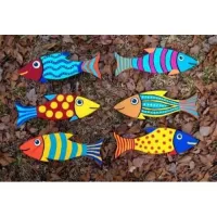 Cá gỗ tô màu trang trí và hình tô màu luyện vẽ sáng tạo cho trẻ em
