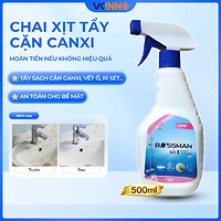 Combo chai xịt tẩy cặn canxi 500ml và chai tẩy dầu mỡ an toàn da tay, công thức mới sạch vượt trội