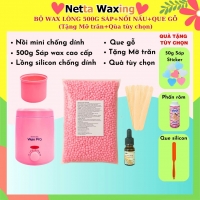 [TẶNG MỠ TRĂN+QUÀ TÙY CHỌN] Combo 500G Sáp wax lông kèm Nồi nấu sáp wax chống dính mini và que gỗ