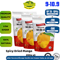 Combo 3 Xoài sấy dẻo MUỐI ỚT túi 200G, cay vừa, nguyên miếng, rất ít xơ - Viza Food