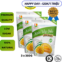 Combo 3 Xoài sấy dẻo nguyên vị,ít xơ,ít đường,chất lượng thượng hạng, túi 350G-Viza Food