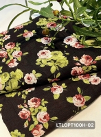 RAMY Vải linen tơ hoa hồng nền màu đen - LTLOPT100H​​​​​​​