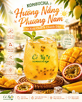 KOMBUCHA HƯƠNG NẮNG PHƯƠNG NAM – XOÀI CHÍN & CHANH DÂY NHIỆT ĐỚI