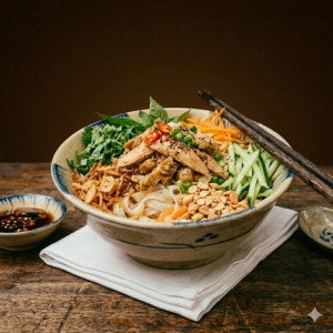 Phở lườn trộn Thanh Hà - Phở lườn gà đậm sốt