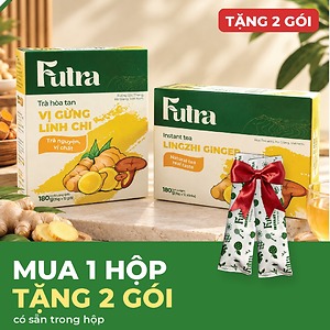 Trà Gừng Linh Chi Hòa Tan Futra Hộp 14 Gói x 15g (12 + Tặng 2) / Túi 3 Gói Thử - Bột Gừng Linh Chi Pha Sẵn Uống Nóng
