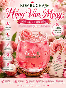 KOMBUCHA HỒNG VÂN MỘNG – TỪ VẢI THIỀU & HOA HỒNG