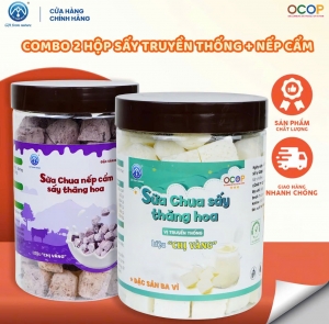 Combo 2 Hộp Sữa Chua Sấy Truyền Thống + Nếp Cẩm Chị Vàng Milk 100g - Giòn Xốp, Chua Ngọt Tự Nhiên - Bữa Ăn Dinh Dưỡng Cho Cả Gia Đình