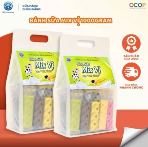 Combo 1KG Bánh Sữa Mix 5 Vị Chị Vàng Milk - Mềm Mịn Tan Nhanh - Đặc Sản Ba Vì Cho Cả Gia Đình