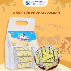 Bánh Sữa Phô Mai Chị Vàng Milk Túi 500g - Mềm Mịn Thơm Béo - Món Quà Sức Khỏe Đến Từ Thiên Nhiên