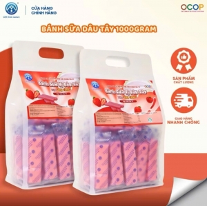 Combo 1KG Bánh Sữa Dâu Tây Chị Vàng Milk– Mềm Mịn Tan Nhanh – Đặc Sản Ba Vì Cho Cả Gia Đình