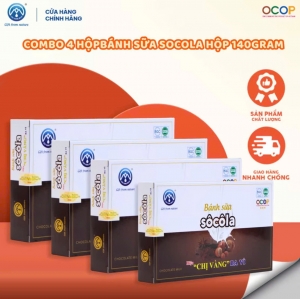 Combo 4 Hộp Bánh Sữa Socola Chị Vàng Milk 140g - Mềm Mịn Thơm Béo - Đặc Sản Ba Vì Cho Cả Gia Đình