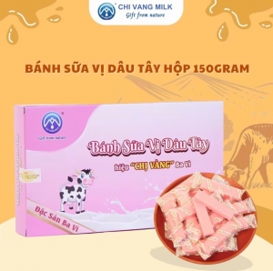 Bánh Sữa Dâu Tây Chị Vàng Milk Hộp 150g – Mềm Mịn Tan Nhanh – Đặc Sản Ba Vì Cho Cả Gia Đình