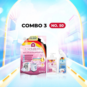 Combo 3 No50 Nước giặt xả 3,8kg, nước rửa tay và tẩy trắng tẩy mốc Usefull Day