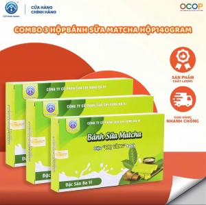 Combo 3 Hộp Bánh Sữa Matcha Chị Vàng Milk 140g – Mềm Mịn Tan Nhanh – Đặc Sản Ba Vì Cho Cả Gia Đình